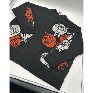 Torrid Deep Black Winter Roses Sweater Size 1 (14-16) NWT‎